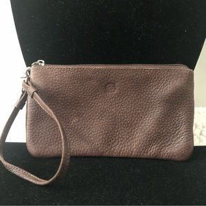 BORN Small Pebble Leather Wristlet Pouch - Brown